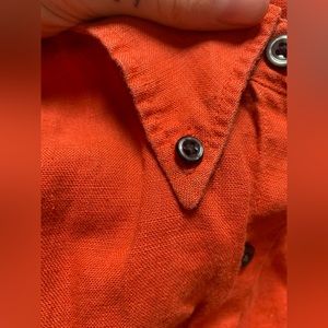 Orange 100% Linen Eddie Bauer Shirt M